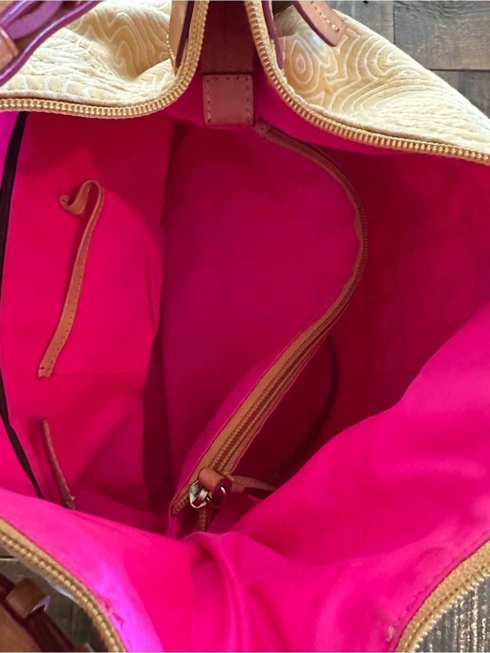 Dooney & Bourke Canvas Swirl Graffiti Bag with Leather Trim - Picture 6 of 8
